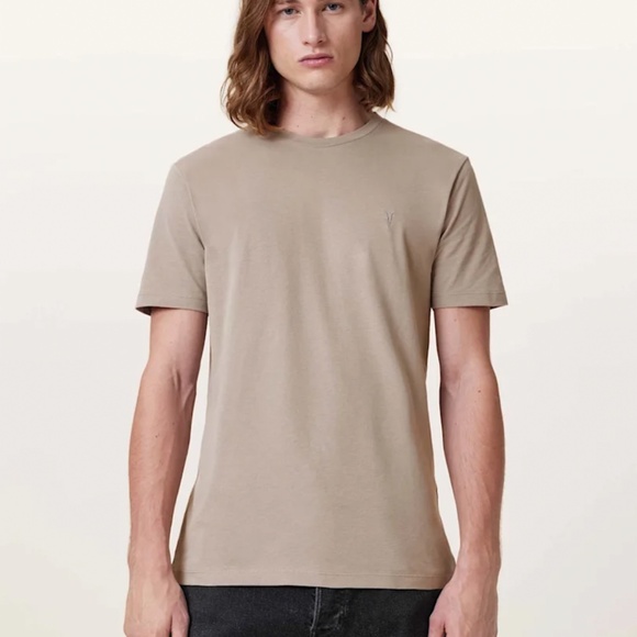 All Saints • Brace Short Sleeve Crew Tee in Flint Grey - Picture 1 of 9